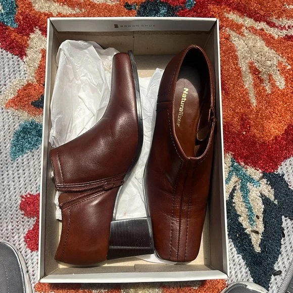 Naturalized Women’s 8M Brown Leather Shoes Boots Zip with heel stitch in time - Picture 2 of 13